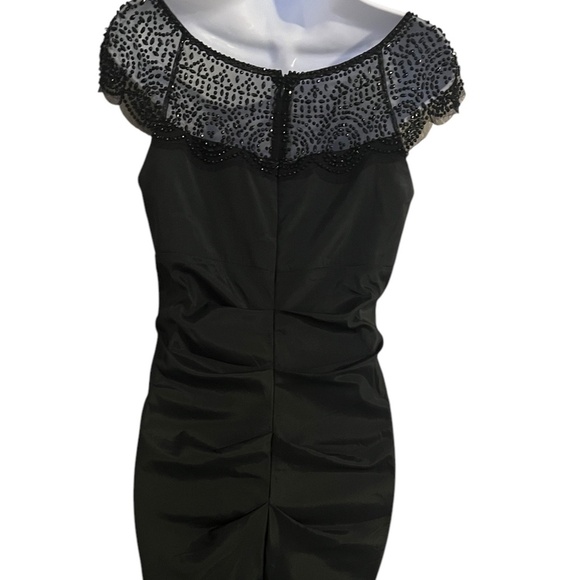 Xscape | Black Beaded Cap Sleeve Formal Dress | Mermaid - Picture 4 of 4